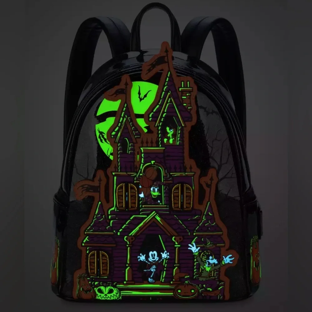 🆕 Disney Parks Mickey and Friends Halloween Haunted House Loungefly Backpack - Picture 2 of 11